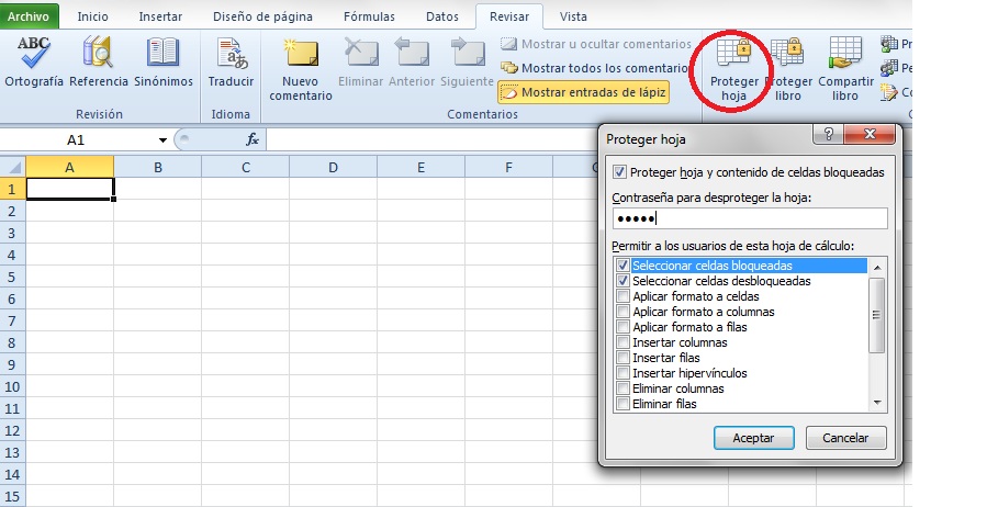 Proteger Hoja Y Libro En Excel 2010 Ficha Revisar Excel Intermedio 2303