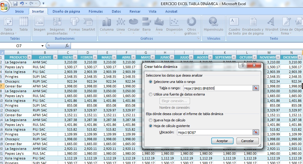 Tabla Dinámica De Productos Ejemplos De Tablas Dinámicas Excel Intermedio 6230