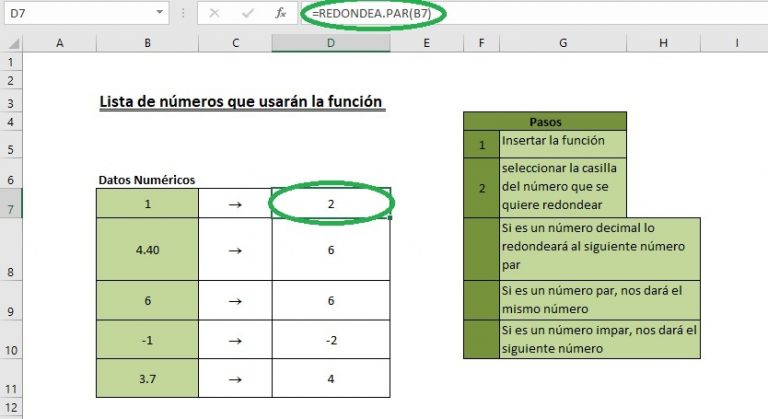 ¿Cómo utilizar la función Redondea.par en Excel? « Fórmulas En Excel « Excel Intermedio